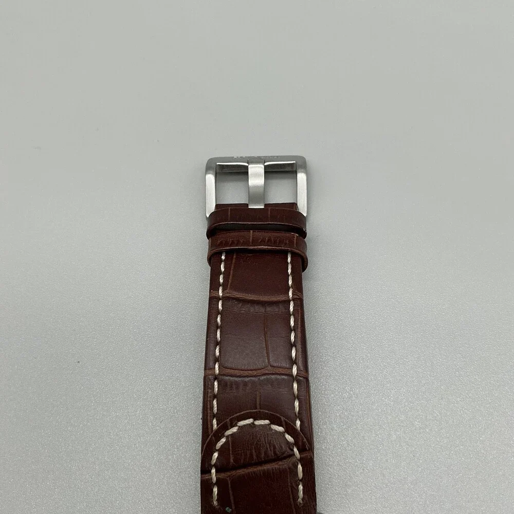 Nixon Sentry Mens Watch 42mm Black Dial Stainless Leather Day Date New Battery